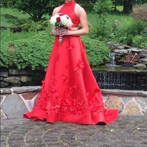 Sherri Hill red prom dress with pockets